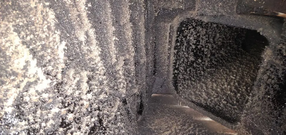 Chimney flue before sweeping